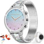 Montre Connecter Pour Avec Fréquence Cardiaque Smartwatch Avec Moniteur Sommeil,Fonction Féminine,Podomètre,Cadeaus,Argent