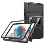 MoKo Étui Compatible avec Samsung Galaxy Tab A8 10,5" 2021(SM-X200/SM-X205/SM-X207), Coque Arrière Double Couche TPU Robuste Housse Tablette avec Support PC Protecteur d'Écran Intégré, Noir