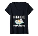 Womens Free Prayers Spiritual Religion Church V-Neck T-Shirt