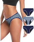 Neione Culotte Menstruelle Lavable Bikini Menstruel Slip Bresilien pour Règle Flux Léger Femme Grande Taille Lot de 3 Mosaic 4XL