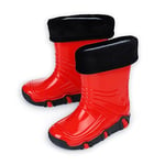 ESTRO Botte en Caoutchouc Enfant - Bottes Caoutchouc Enfant Botte de Pluie Fourrée Enfant Chaussure Pluie Enfant Bottes de Pluie Enfant Garcon ZW02 (29/30 EU, ZW02 Rouge)