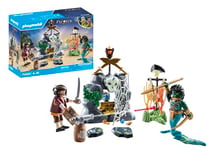 Playmobil 71420 Pirate avec trésor, Comprend Deux Personnages, Un repaire Rocheux avec Une Porte en Forme de Toile d'araignée, Un Canon Fonctionnel, Univers Pirates, pour Enfants dès 4 Ans