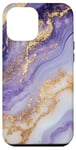 iPhone 14 Pro Max Elegant White Abstract Purple Stone Design Case