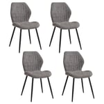 Wokaka - Lot de 4 chaises - chaise de salle à manger rétro -chaise en lin-pieds en métal(gris)