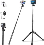 Trepied Smartphone,170cm Extensible Trepied Appareil Photo Voyage,Léger et Portable Perche a Selfie Trepied pour Téléphone/Appareils Photo/E224A3+BH-18 (Seul 0.88KG)