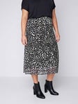 Evans All Over Animal Print Mesh Skirt - Grey, Grey, Size 30-32, Women