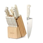 CAROTE 14 Pièces set Couteau Cuisine Professionnels en Acier Inoxydable, avec Bloc Couteaux en Bois, Compris Couteaux à Steak, Couteau de Chef