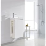 Lave-mains pour wc ou petite salle de bain Compact 400 - blanc mat -armoire de toilette et miroir en option Avec miroir led 2073, Sans bonde Pop Up,