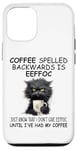 iPhone 12/12 Pro Coffee Spelled Backwards is Eeffoc Sign,Funny Cat Coffee Mug Case