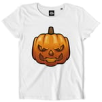 Teetown - T Shirt Femme - Citrouille Méchante - Halloween Fêtes Déguisement Novembre Farces Bonbon Horreur Peur Enfants - 100% Coton Bio