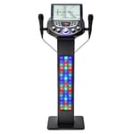 Easy Karaoke EKS828-BT Bluetooth Pedestal Karaoke System with Built-in-speakers, 90W Peak music Power Output, LED Lights, Disco Ball and 2 microphones