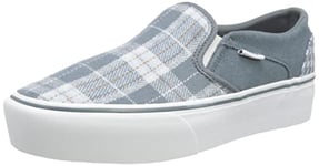 Vans Femme Asher Platform Basket, Plaid Mix Dark Grey, 40.5 EU