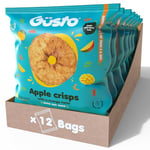 GUSTO SNACKS Crunchy Apple Crisps with Mango Juice - Case of 12 (20g) - 100% Dried Fruit Snacks - No Added Sugar, High in Fibre, Vegan, Vegetarian, Low Calorie, Gluten free, Nut free & Fat Free