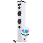 Enceinte colonne Tour de Son Bluetooth 50W NGS SKYCHARM avec Télécommande, Entrée Optique, USB, Radio FM et AUX in, AMPOULE LED