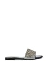 'Daisy Jones' Slip On Slider Diamante Flat Sandals With Square Toe