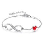 LOUISA SECRET Bracelet Femme Argent 925 Infini, Bracelet d’amour Femme Réglable, Bijoux Femme Cadeaux Noël Femme Anniversaire Fête des Mères Cadeau Maman Infinity Heart Bracelets Silver