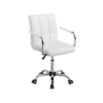 Yaheetech Chaise de Bureau Fauteuil pour Chambre Siège à roulettes Pivotant Réglable Capacité Max.120kg avec Dossier Accoudoir Blanche