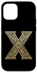 Coque pour iPhone 13 Pro Lettre initiale du nom de l'alphabet X dans le style art déco