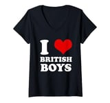 Womens I Love British Boys I Heart British Boys V-Neck T-Shirt