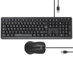 apm Pack Clavier Souris Filaire, Combo Clavier Azerty Français et Souris Optique, Fonctionnement Ultra Rapide, Touches de Raccourcis, Clavier Bureautique, Noir, 100040