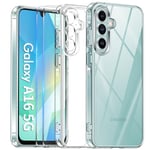 COPIKE Coque Protection Caméra pour Samsung Galaxy A16 4G / 5G et 2 Pièces Verre Trempé, Coque Samsung A16 Mince Antichoc Anti-Jaune Anti-Rayures Housse, Transparent