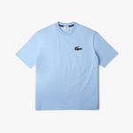 Lacoste Mens Loose Fit Large Crocodile Organic T-Shirt in Light Blue Cotton - Size Small