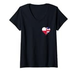 Womens Union Jack or UK Poland A Small Flag for British Polish V-Neck T-Shirt