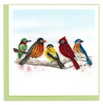 Quilling Five Colourful Perched Songbirds Birdy Band Hand-Finished Greeting Card