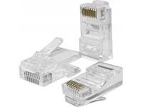 Qoltec 54543 Rj45 Through Connector Plug / Cat5e / Utp / Pass Through / Gold Plated Contacts / 10 Pieces