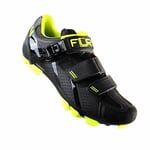 Chaussure vtt flr elite f65 t45 noir/jaune 2 bandes auto agrippantes + clic