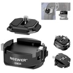 Neewer GM34 Kit de Plaque à dégagement Rapide pour Appareil Photo, Verrouillage Automatique, Plaque de Montage carrée QR avec Base de Serrage de Type Arca, Compatible avec Arca Swiss Peak Design