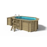 Piscine de jardin en bois - 3,49x2,16 x H.1,18 m - avec filtration et coffre de filtration - Vert