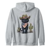 Black Cat in Cowboy Boots Zip Hoodie