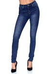 Elara Pantalon Taille Haute Femmes Jean Chunkyrayan MEL0331 Dark Blue Denim-50