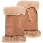 Gants Isotoner  Mitaines Femme bord imitation fourrure Camel