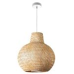 Paco Home Plafonnier Bambou Boho Salon Lampe En Osier Suspendue Nature Vintage E27 Rétro Bar, Type de lampe:Lampe à suspension - Type 4, Couleur/Taille:Beige (Ø42 cm)