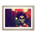 Day Of The Dead Man H1022 Framed Print for Living Room Bedroom Home Office Décor, Wall Art Picture Ready to Hang, Oak A2 Frame (64 x 46 cm)