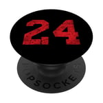 Numéro en détresse #24 Numéro vintage rouge sport PopSockets PopGrip Interchangeable