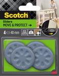 Patin glisseur adhésif rond gris Scotch ø40 mm x 1 mm, lot de 4