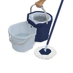 Casabella Clean Water Microfiber Spin Mop with 2-Bucket System, Blue/White