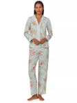 Lauren Ralph Lauren Floral Shirt Long Pyjama Set, Mint Green/Multi