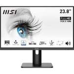 MSI PRO MP243XP Écran Bureautique 23.8" Full HD - Dalle IPS 1920x1080, 100Hz, Confort Oculaire, Montage VESA, Haut-Parleurs Intégrés, Support Display Kit, Réglable 4 Directions - HDMI 1.4b, DP 1.2a