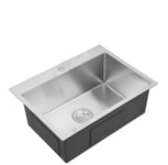 Inset Overmount Single Bowl Stainless Steel Kitchen Sink 500x400mm