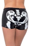 Smiffys Fever Miss Skeleton Whiplash Hotpants, Black Wetlook, Fever Accessories Fancy Dress, Skeleton Dress Up Accessories