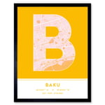 Baku Azerbaijan City Map Modern Typography Stylish Letter Framed Word Wall Art Print Poster for Home Décor