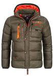 Geographical Norway CITERNIER MEN - Doudoune Chaude Matelassée Homme - Veste Manteau Chaud Doublure Hiver Hommes - Blouson Coupe Vent Manches Longues - Rembourrage Qualité Tissu Léger (KAKI L)