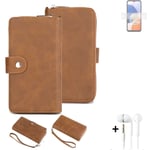 2in1 protection case for Samsung Galaxy A14 5G wallet brown cover pouch