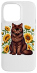 iPhone 14 Pro Max Sunflowers York Chocolate Cat Case