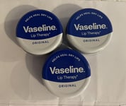 3 x Vaseline Lip Therapy Original/Pocket Size / Helps Heal Dry Lips/ 20g Tin