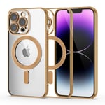 Tech-Protect MagShine Line MagSafe case for iPhone 14 Pro - gold Transparent || Gold